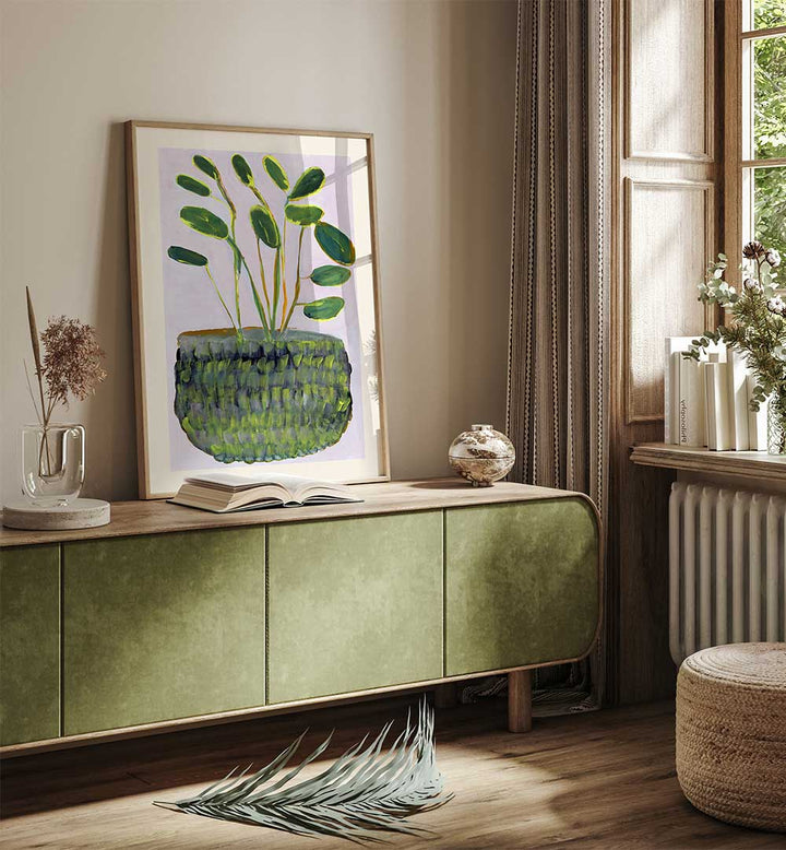 Stylish interior featuring PLANT I, FLORAL FLOWER PAINTINGS, adding a vibrant touch of nature to any space.
