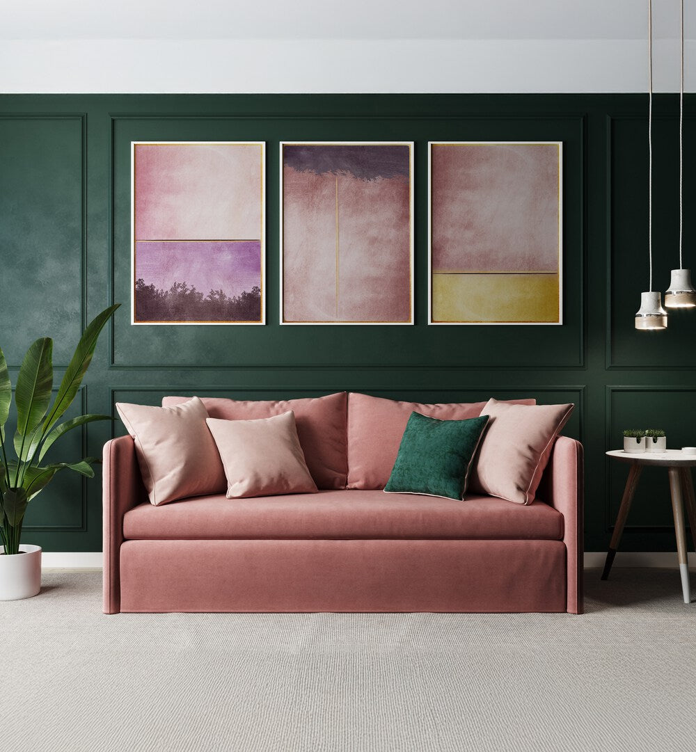 Elegant PLUM GOLD ABSTRACT SET, SET OF 3 PAINTINGS enhances sophistication in any living space. Perfect for your decor.