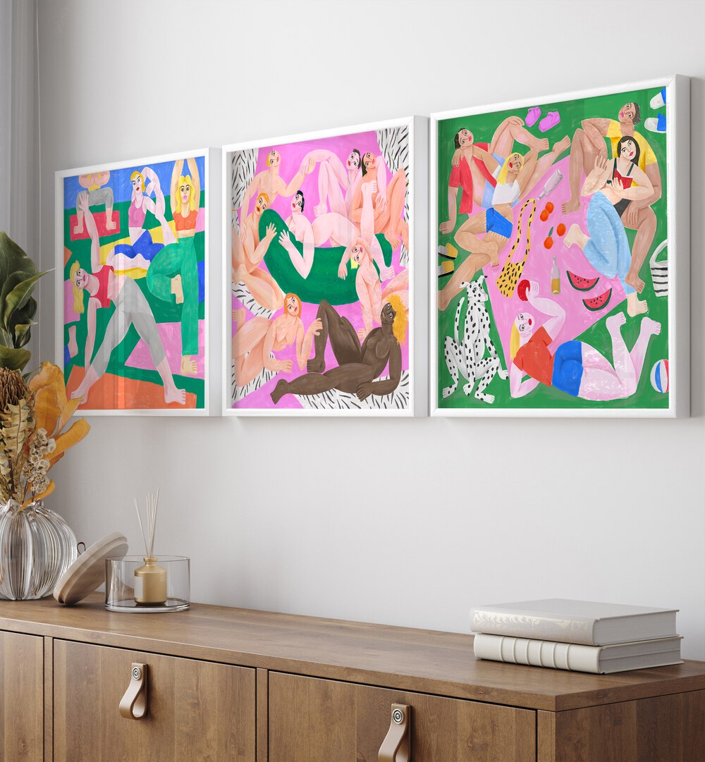 Brighten your space with the POETIC MOVEMENTS SET, SET OF 3 PAINTINGS, perfect for modern home decor.