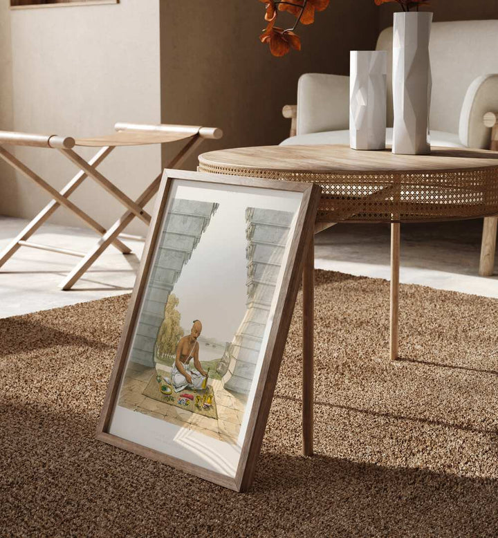 Pooja of Vishnoo, Indian art paintings capture spirituality and cultural heritage in a stunning artwork.