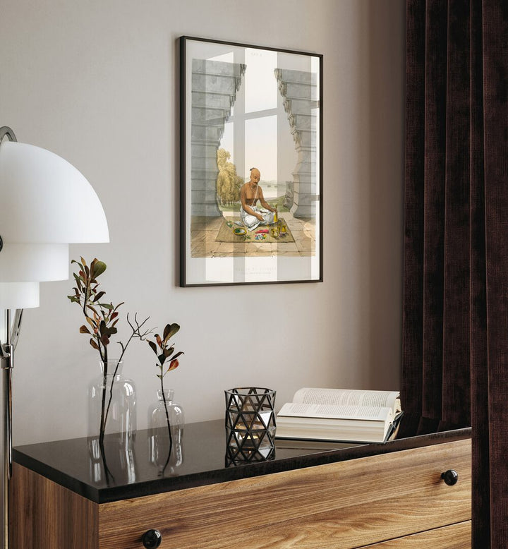 Pooja of Vishnoo, Indian art paintings showcasing spiritual essence and cultural heritage in a serene setting.