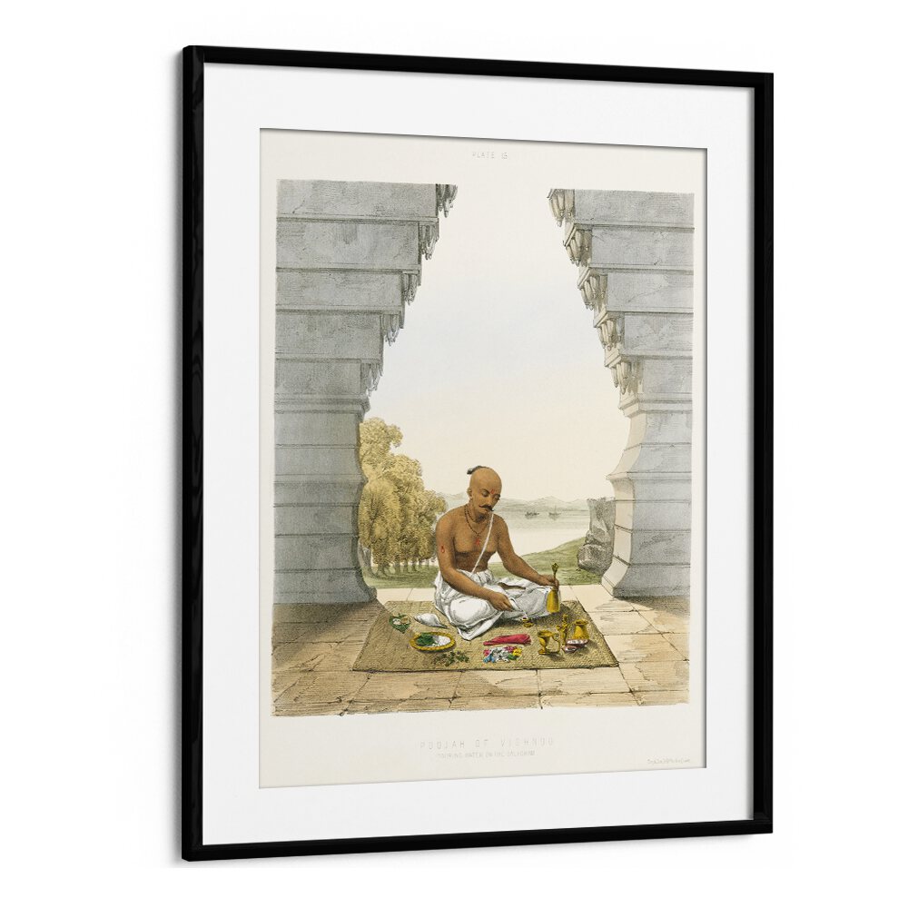 Pooja of Vishnoo, Indian Art Paintings, beautifully framed, showcasing spirituality and cultural heritage.