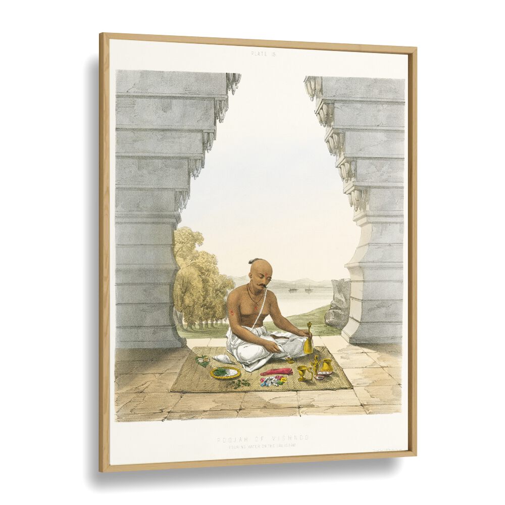 Pooja of Vishnoo, Indian Art Paintings showcases a serene ritual scene, blending tradition and spirituality beautifully.