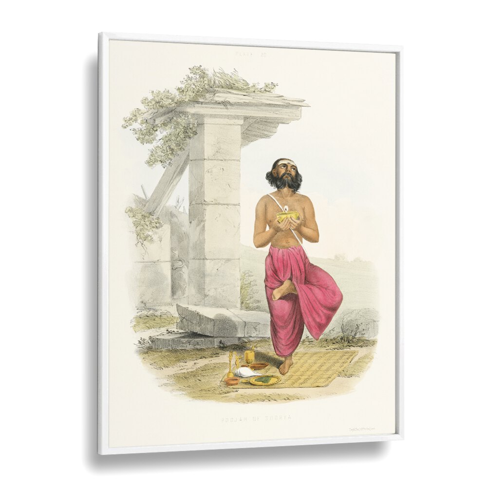 Spiritual depiction of devotion in POOJA TO SOORYA (SUN) , INDIAN ART PAINTINGS, showcasing artistic elegance.