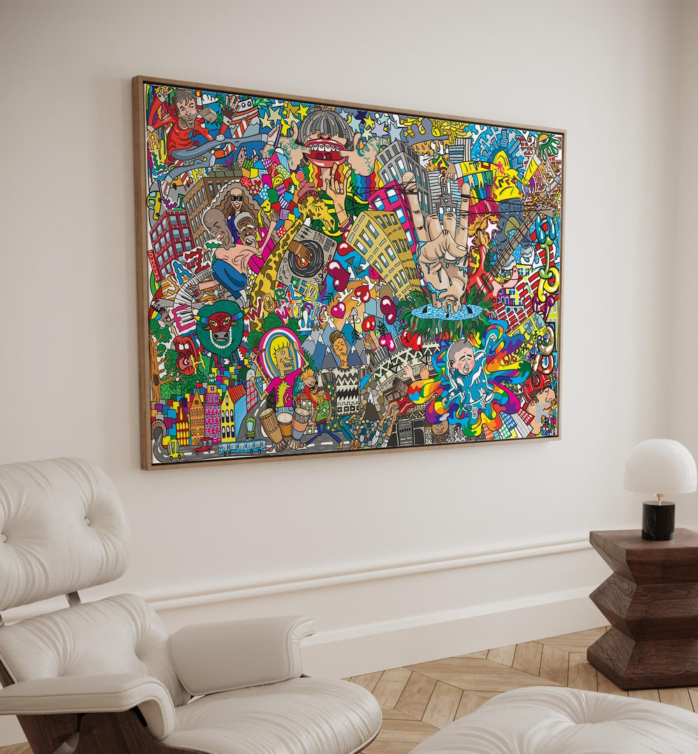 Vibrant POP ART DOODLE SET, DOODLE ART PAINTINGS adds creativity to your decor, perfect for art lovers.