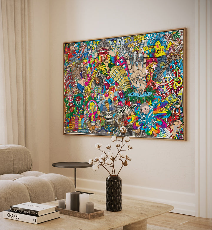 Vibrant POP ART DOODLE SET, DOODLE ART PAINTINGS adding creativity to your decor, perfect for art enthusiasts.