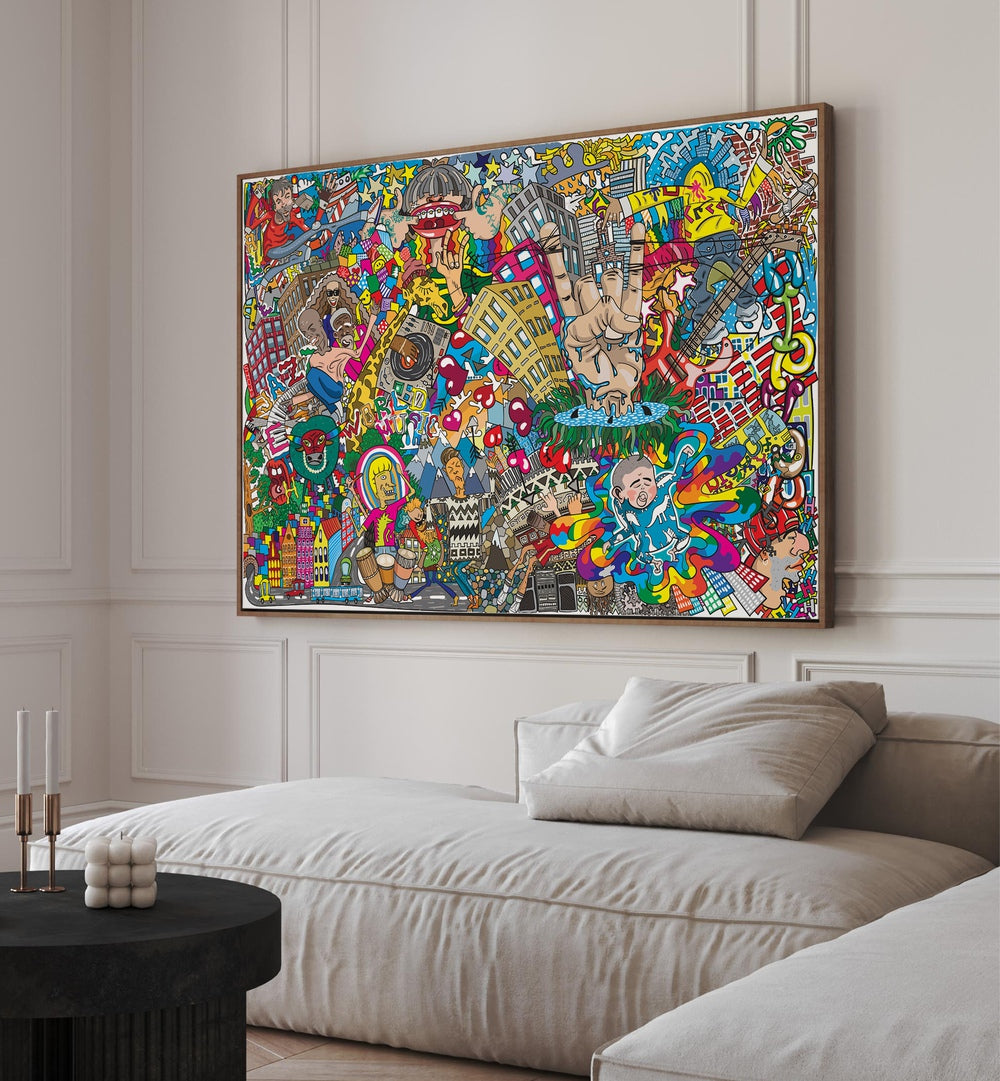 Vibrant POP ART DOODLE SET, DOODLE ART PAINTINGS add creativity and color to your space. Perfect for art lovers!