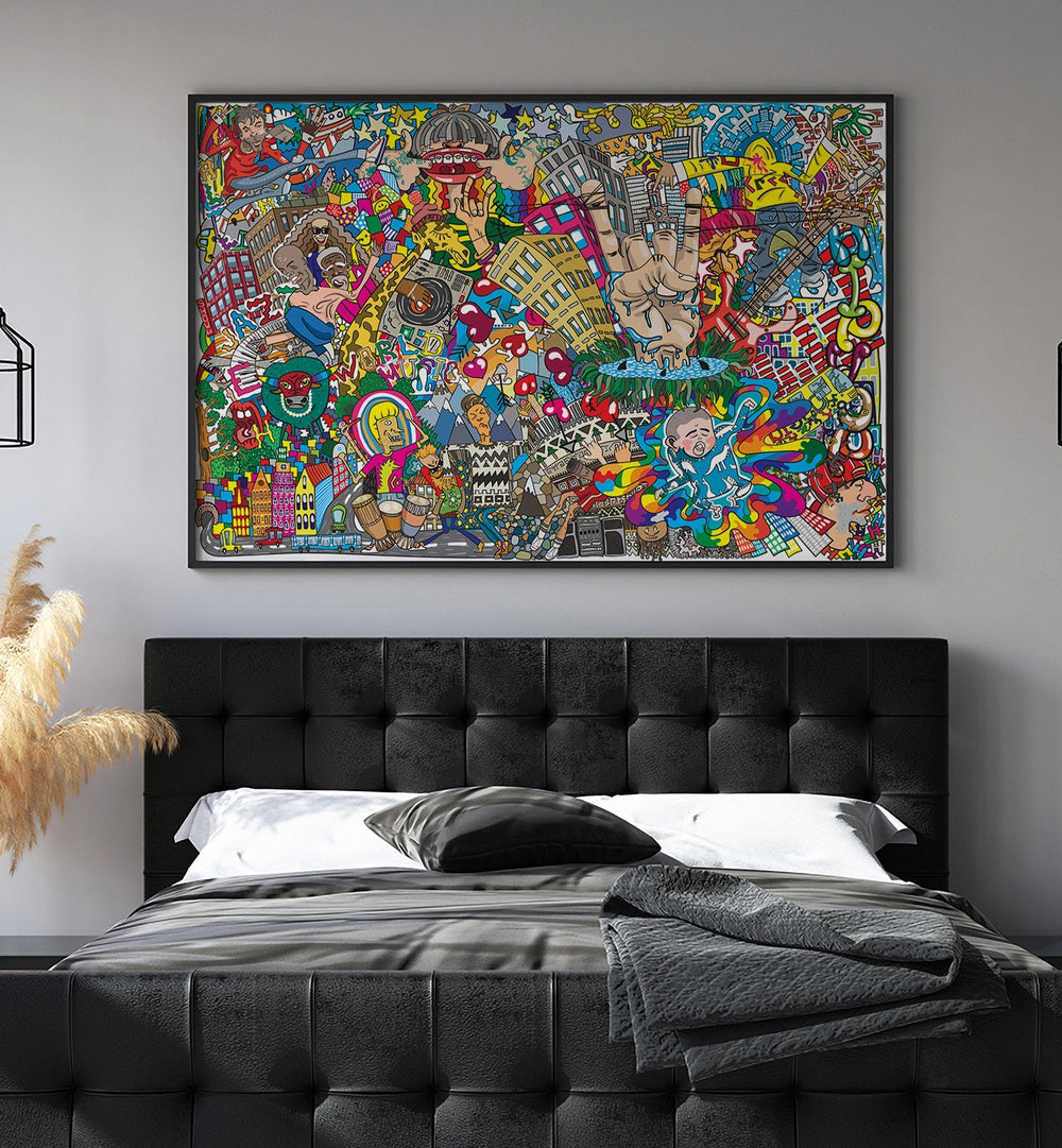 Vibrant POP ART DOODLE SET, DOODLE ART PAINTINGS adding creativity and color to your decor. Perfect for art lovers!