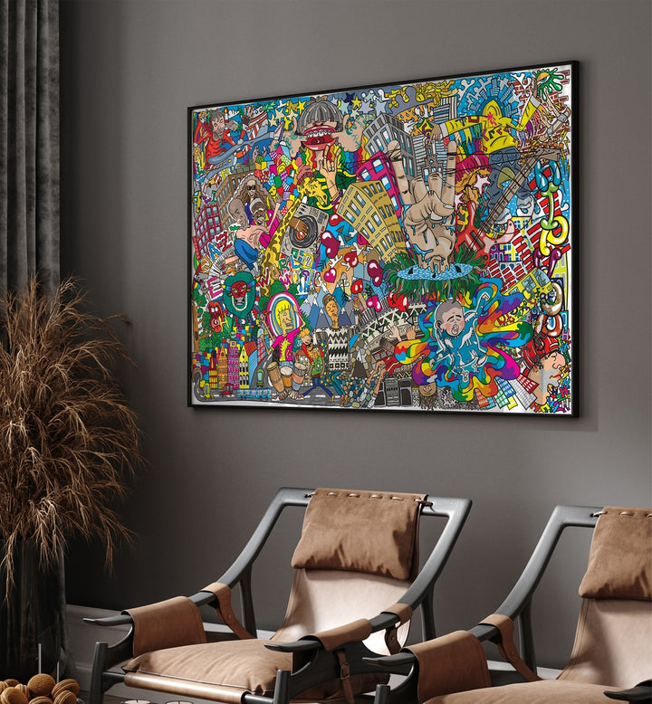Vibrant POP ART DOODLE SET, DOODLE ART PAINTINGS adds creativity and color to any decor, perfect for art lovers.