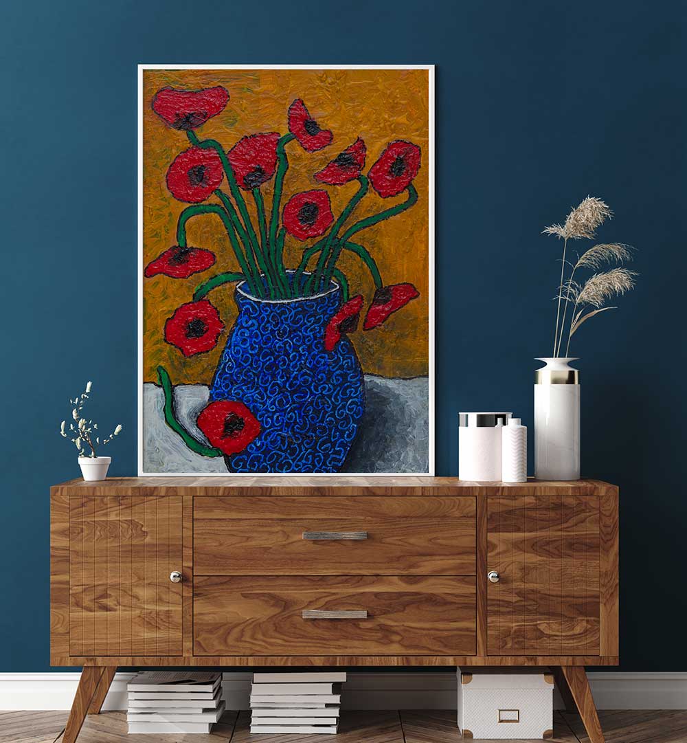 Vibrant POPPIES, FLORAL FLOWER PAINTINGS brighten any space with their artistic elegance and nature's beauty.