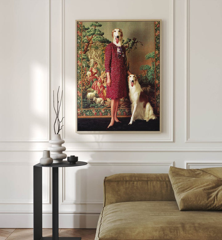 Transform your space with the PORTRAIT - SALUKI SURREAL PAINTING, SURREAL ART by Vertigo Artography.