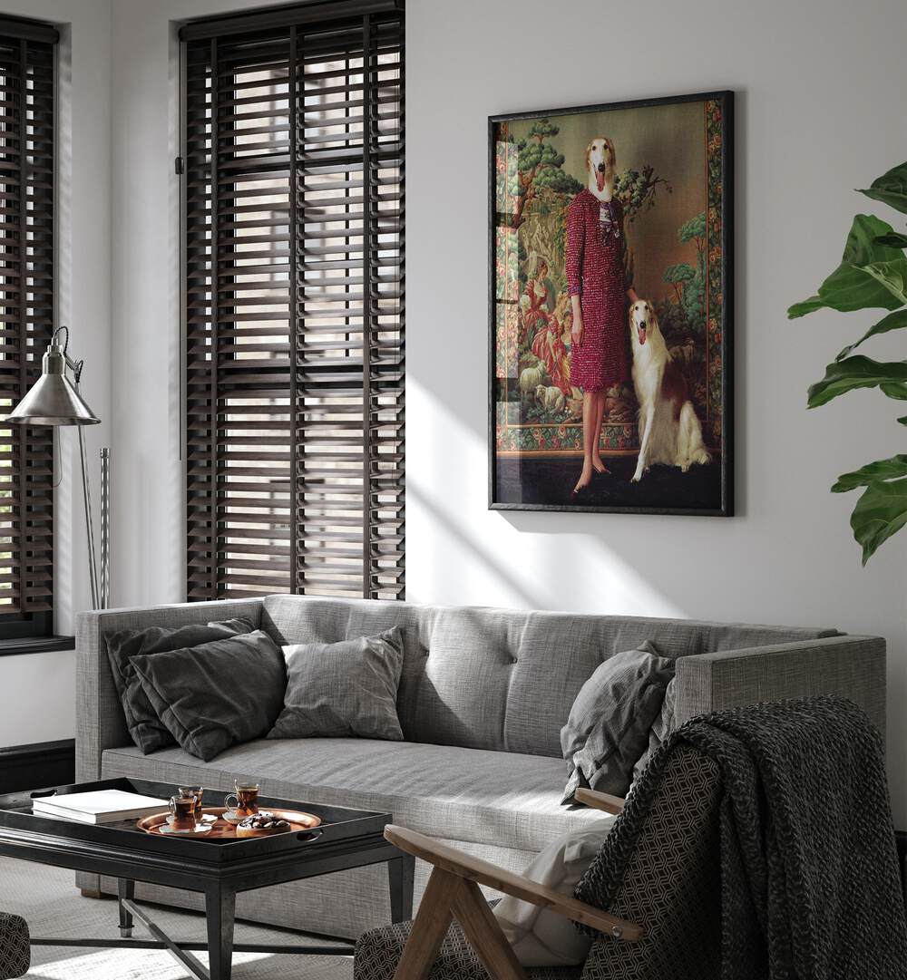 Transform your space with the PORTRAIT - SALUKI SURREAL PAINTING, SURREAL ART by Vertigo Artography.