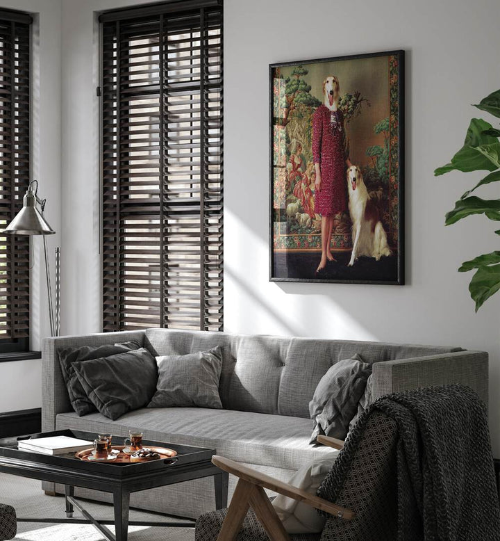 Transform your space with the PORTRAIT - SALUKI SURREAL PAINTING, SURREAL ART by Vertigo Artography.