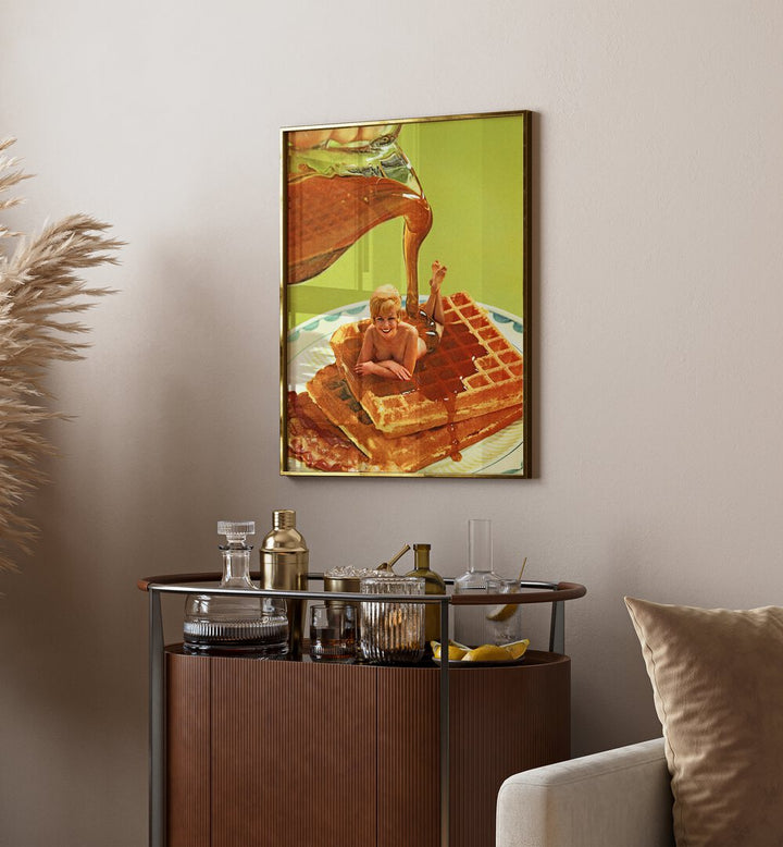 Whimsical scene featuring "POUR SOME SYRUP ON ME, SURREAL ART PRINTS" by Vertigo Artography for unique decor.