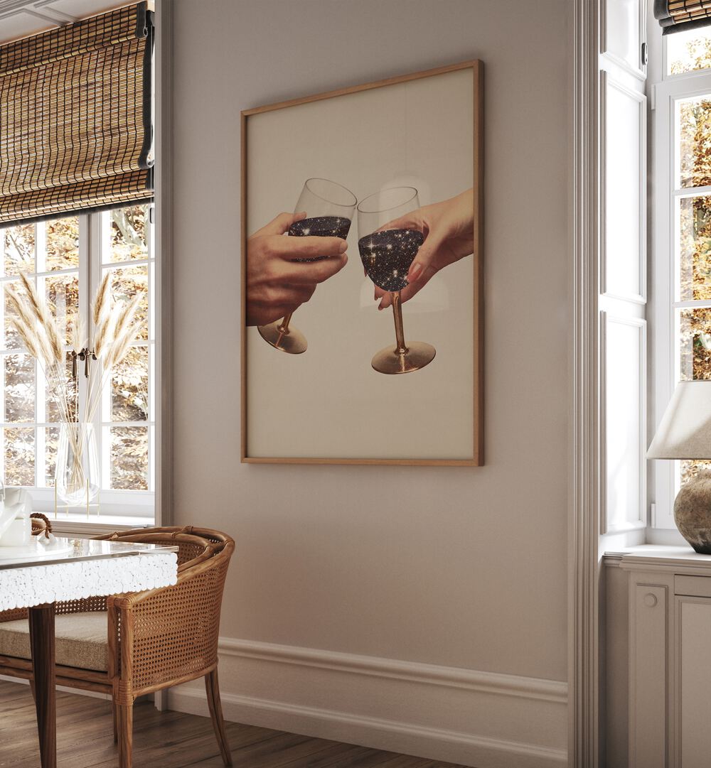 Elevate your decor with PRIMORDIAL WINE, SURREAL ART PRINTS showcasing stunning cosmic-themed glasses by Vertigo Artography.