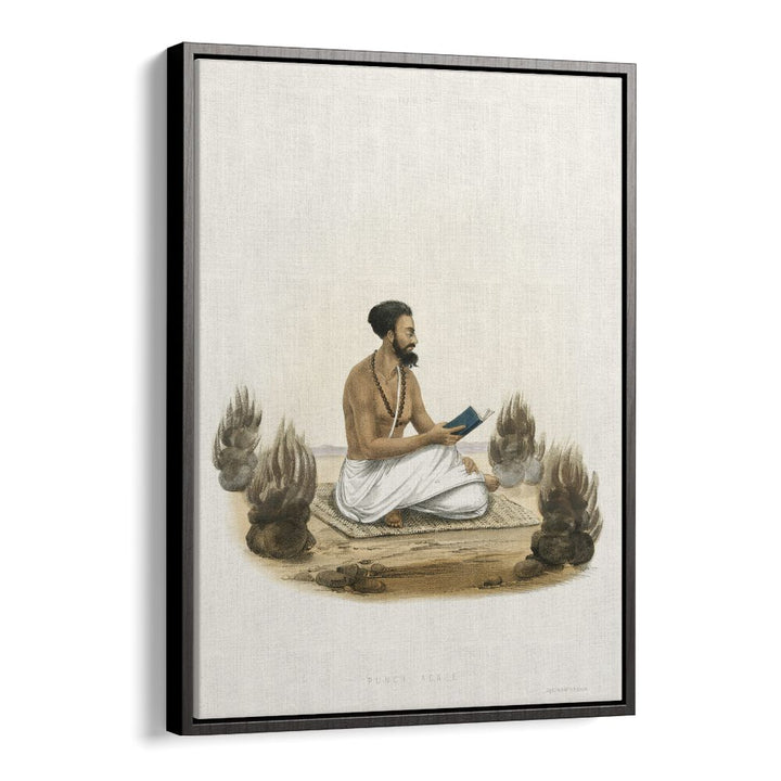 Punch Agnee, Indian Art Paintings showcase spiritual themes with a captivating figure in a black floater frame.
