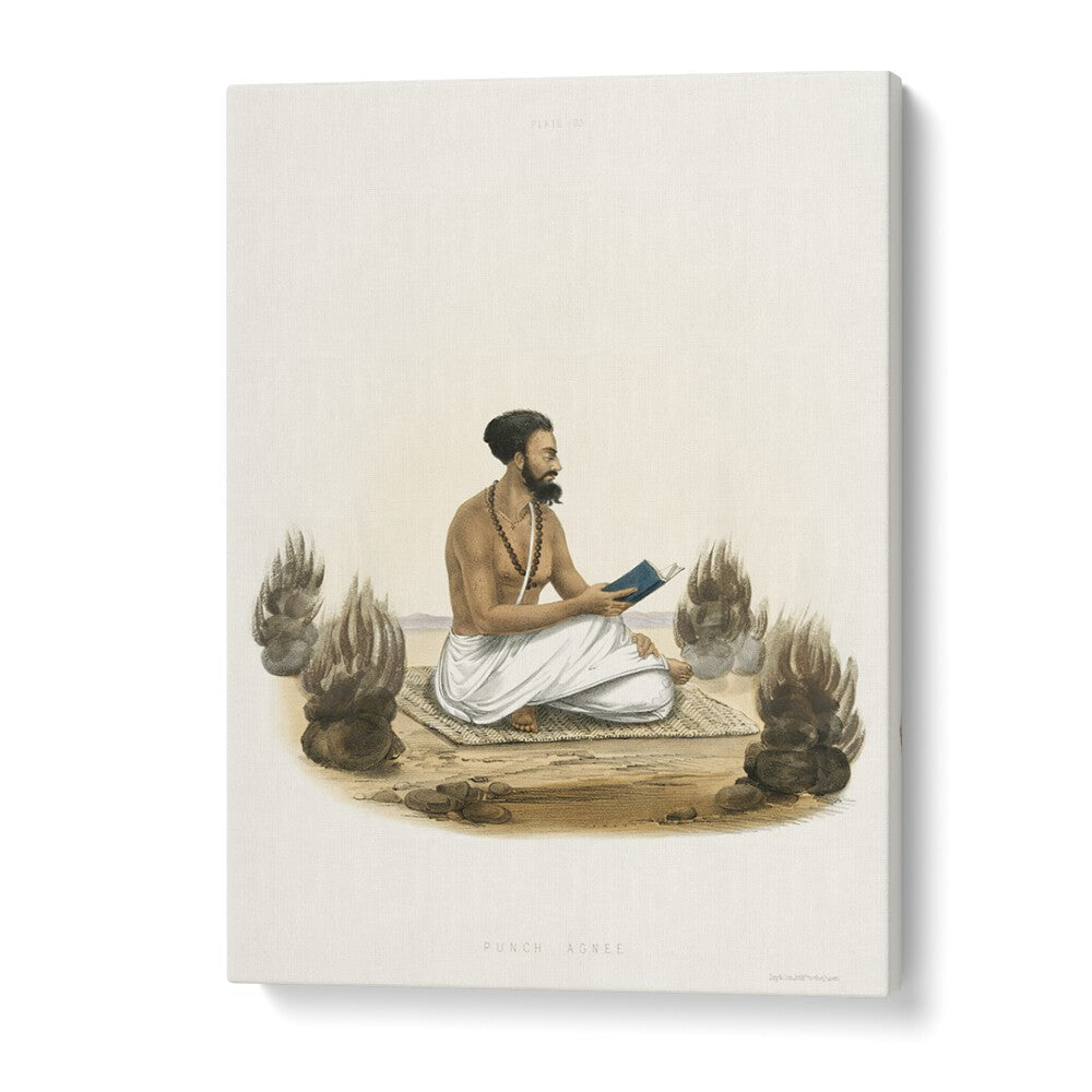 Punch Agnee Indian art painting showcasing a spiritual figure in meditation, reflecting India's rich cultural heritage.