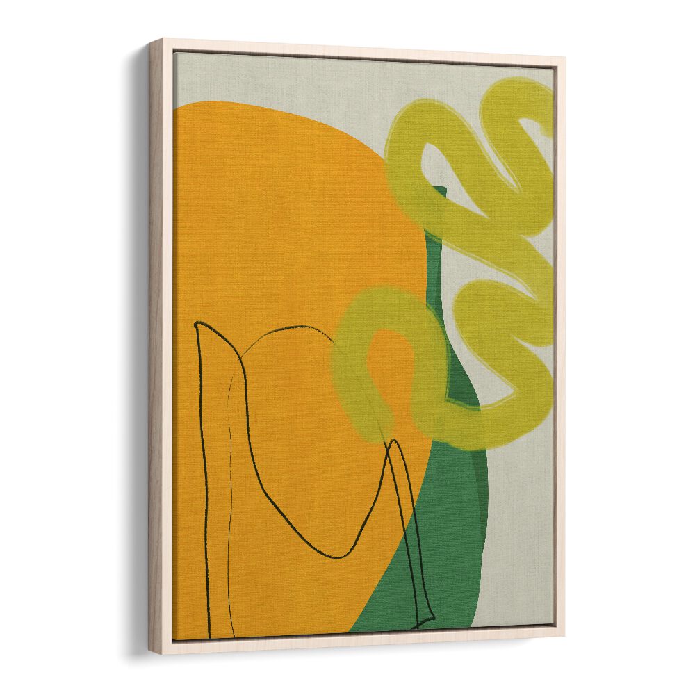 Colorful abstract artwork "PAINTED LINES X KOPIE, ABSTRACT PAINTINGS" by Ana Rut Bre, framed in oak wood.