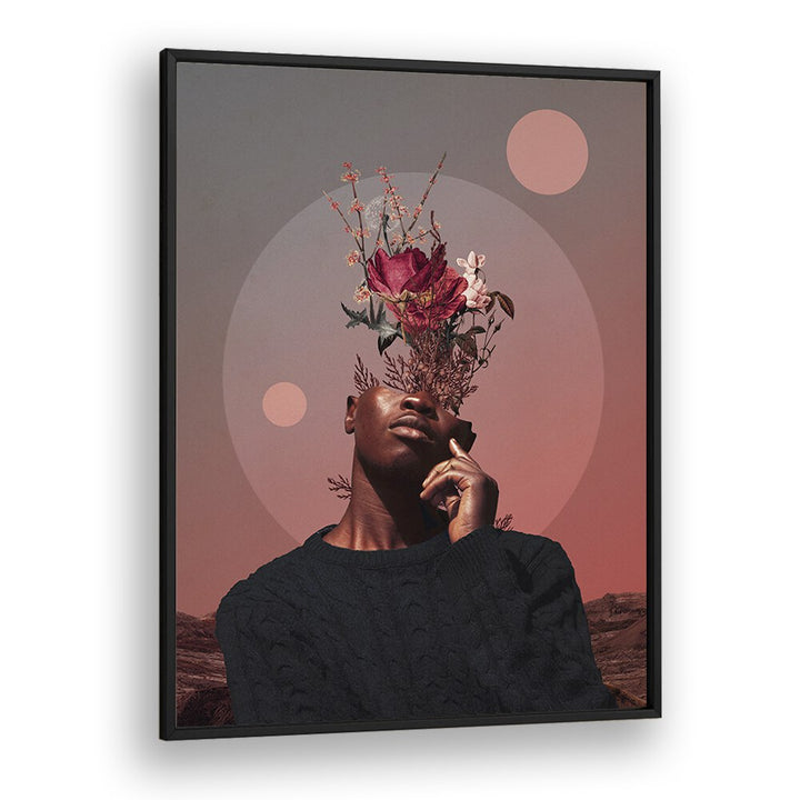 Captivating surreal art print, "PALE MEMORIES OF DUSK, SURREAL ART PRINTS" by Frank Moth in elegant black frame.