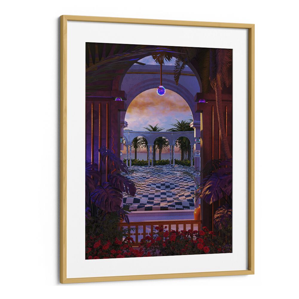 PALLIDIUM, SURREAL ART PRINTS by Cosmo Zach showcases vibrant surrealism in a stunning oak frame. Perfect for art lovers.