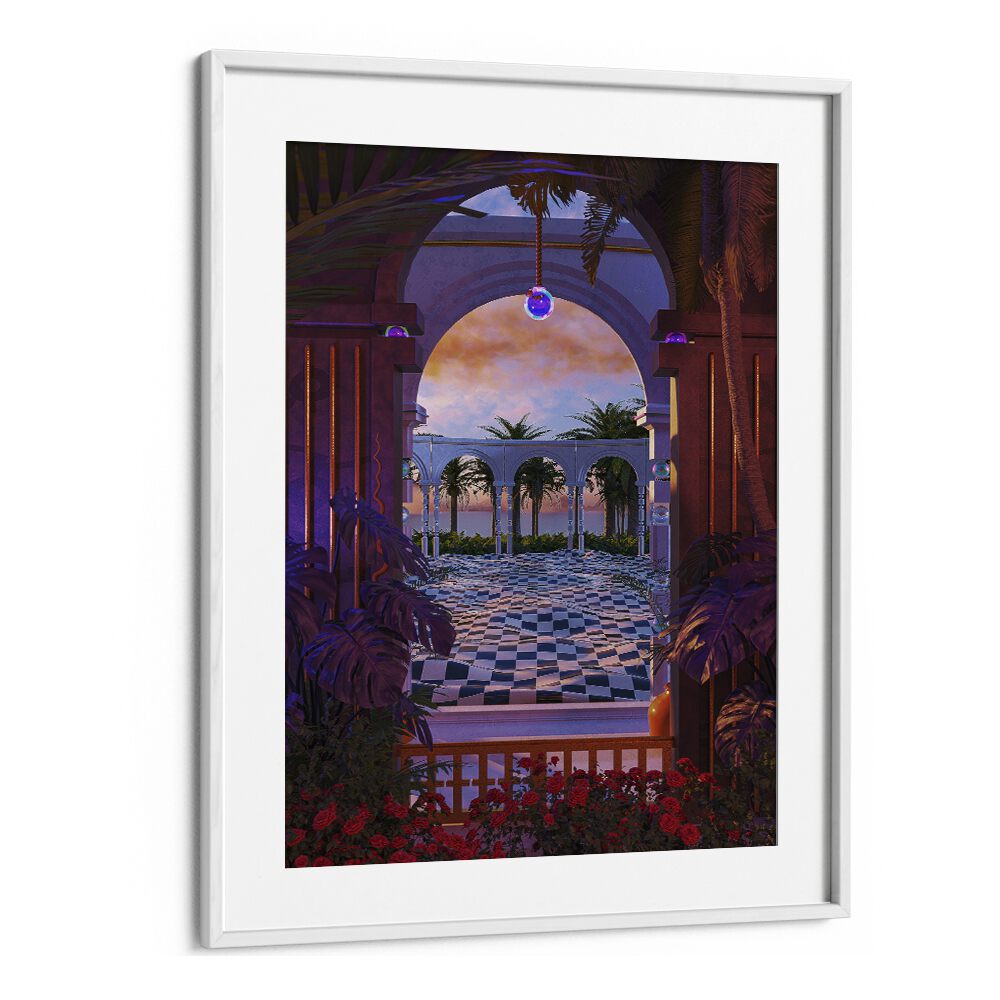 PALLIDIUM, SURREAL ART PRINTS by Cosmo Zach features vibrant surrealism in a stunning white frame. Perfect for art lovers.