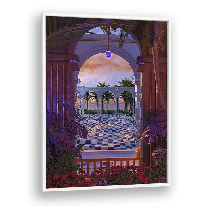 PALLIDIUM, SURREAL ART PRINTS by Cosmo Zach features vibrant surrealism in a stunning white frame, perfect for art lovers.