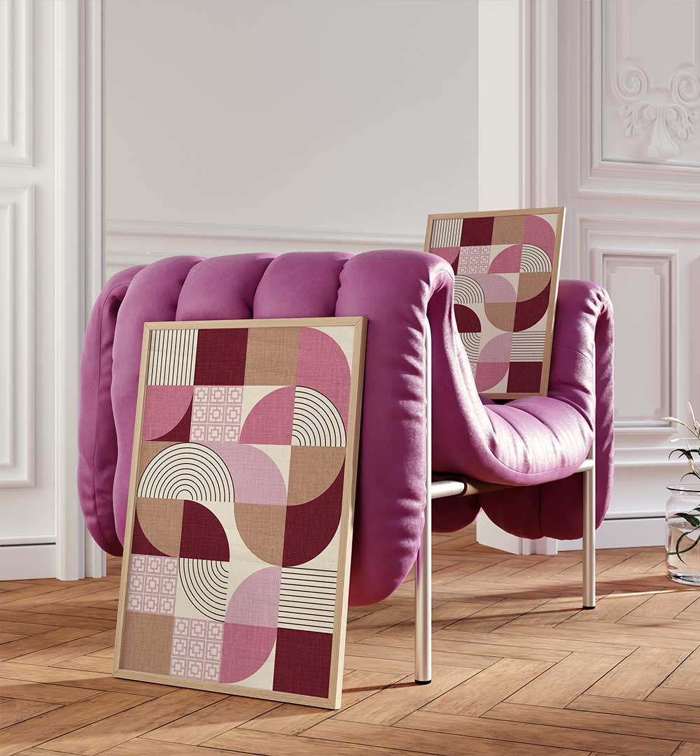 PALM SPRINGS DESERT SHAPES MAUVE , GEOMETRIC ART PRINTS