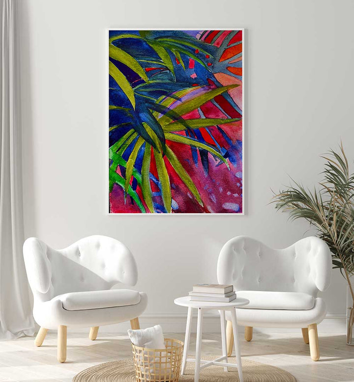 PALM SUNSET , FLORAL FLOWER PAINTINGS
