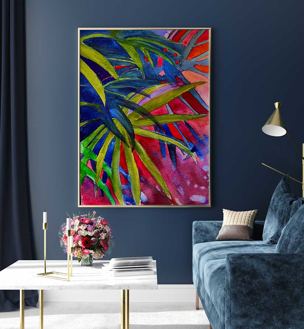 PALM SUNSET , FLORAL FLOWER PAINTINGS