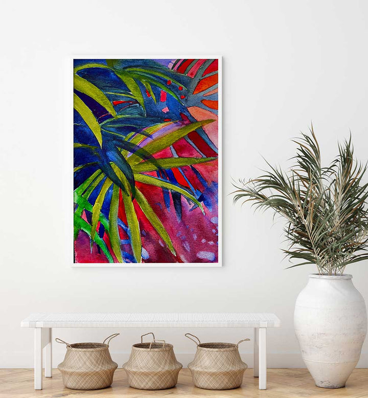 PALM SUNSET , FLORAL FLOWER PAINTINGS