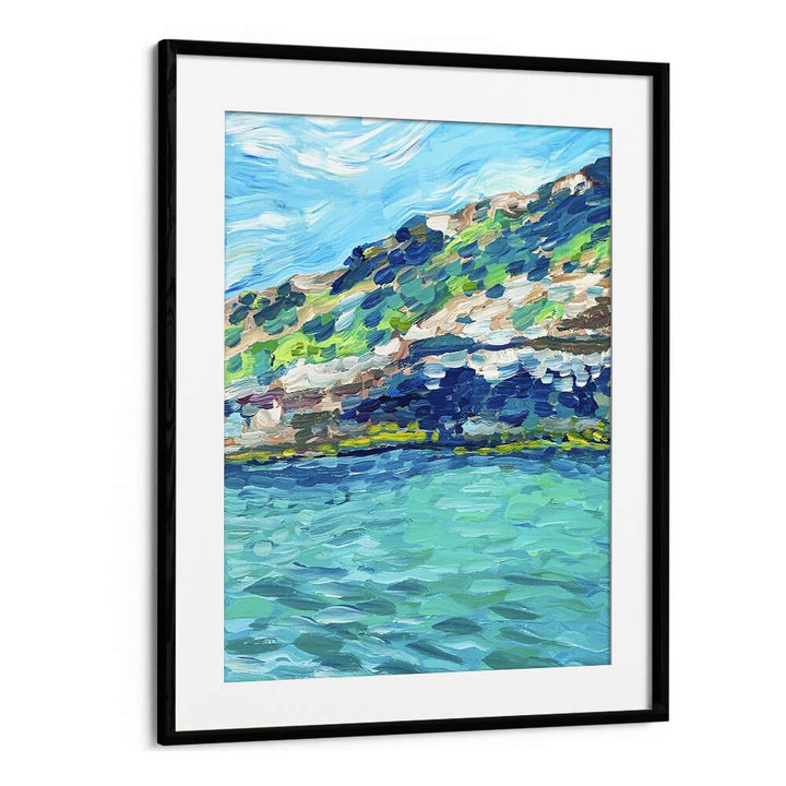 Vibrant PALMA, LANDSCAPE PAINTINGS in a sleek black frame, capturing nature's beauty by Key and Sea Creative.