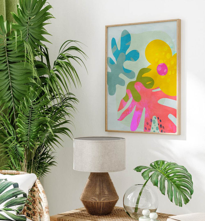 Bright and vibrant Pastel Cut Out Matisse, abstract paintings by Ana Rut Bre, enhancing modern home décor.