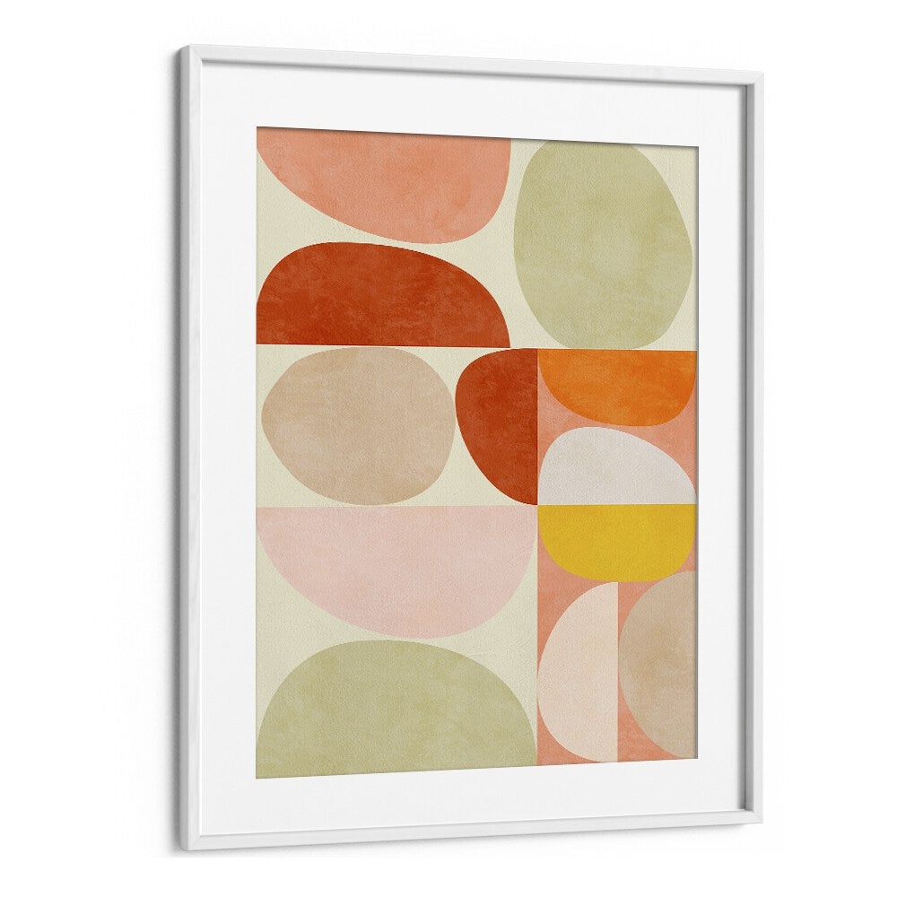 "PASTEL GEOMETRY, ABSTRACT PAINTINGS by Ana Rut Bre in a white frame, perfect for elevating your modern decor."