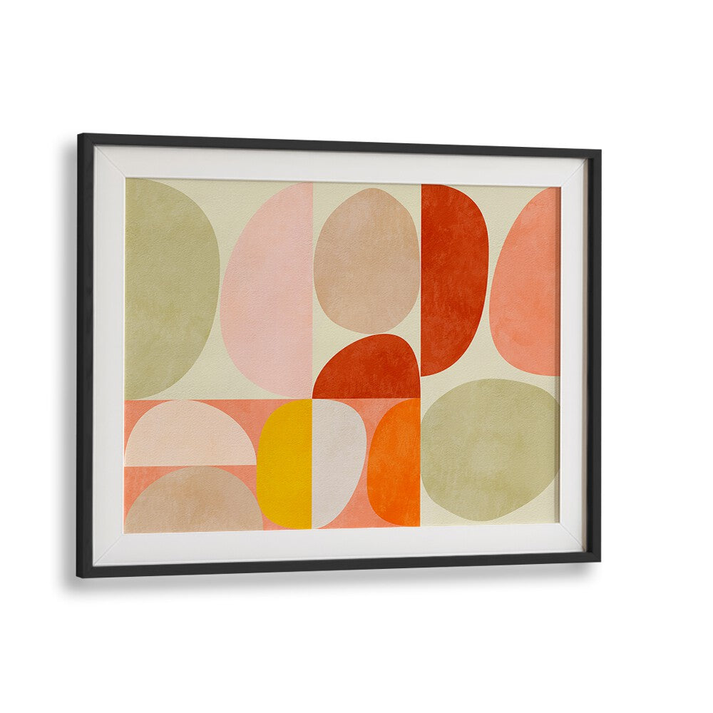 Colorful "PASTEL GEOMETRY I, ABSTRACT PAINTINGS" by Ana Rut Bre, framed modern art to elevate any space.