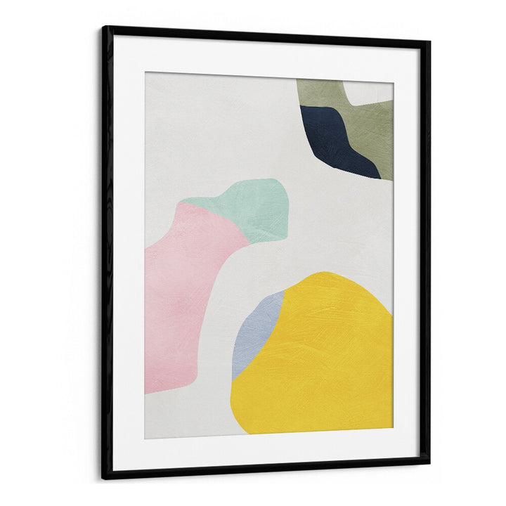 Pastel Minimal Shapes, abstract paintings by Ana Rut Bre in a stylish black frame, perfect for modern decor.