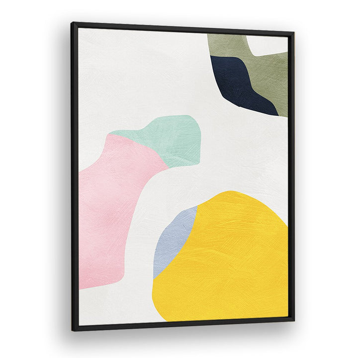 Pastel Minimal Shapes, Abstract Paintings in a sleek black frame, elevate your space with modern elegance.