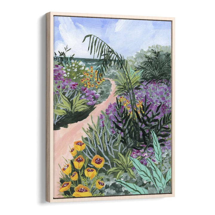 Vibrant "PATH TO THE PACIFIC II, LANDSCAPE PAINTINGS" print by Sarah Gesek, showcasing lush flowers and serene paths.