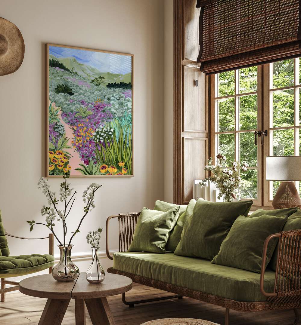 Breathe life into your space with "Path to the Pacific I, Landscape Paintings" by Sarah Gesek, a stunning art print.