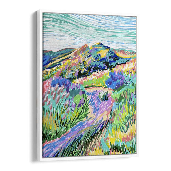Vibrant PATHWAY, LANDSCAPE PAINTINGS evoke nature's beauty, framed art by Key and Sea Creative for your home decor.