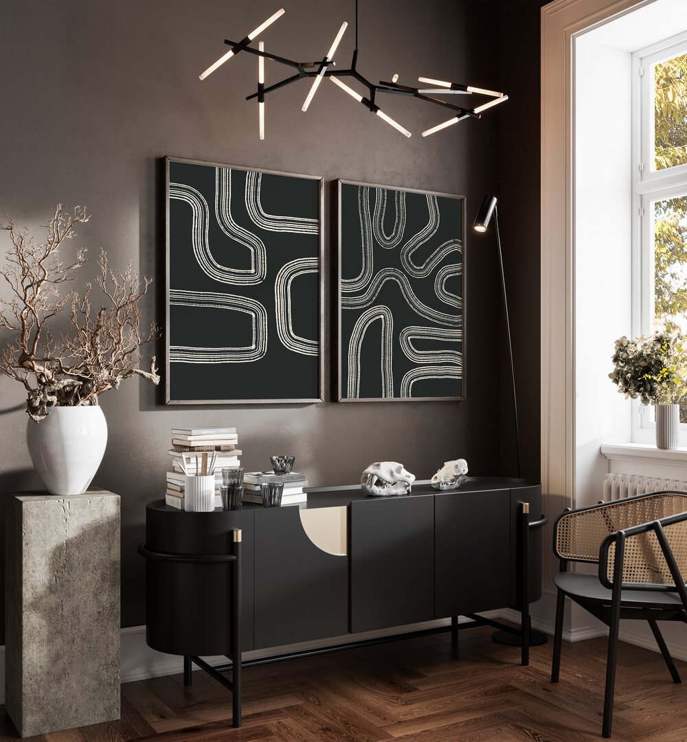 Transform your space with the PATHWAYS SET, SET OF 2 PAINTINGS, featuring elegant designs for tranquility.