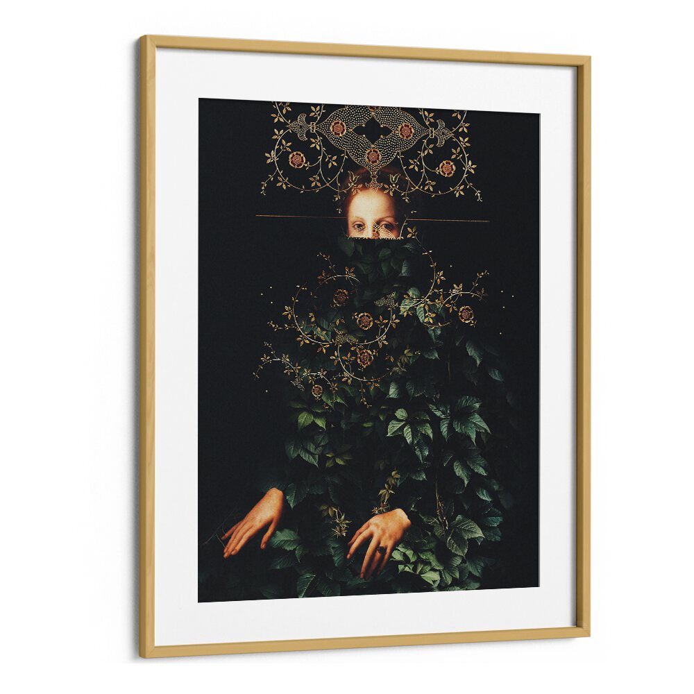Stunning "PATIENCE II, SURREAL ART PRINTS" by Frank Moth, featuring lush greenery and intricate details in a framed design.