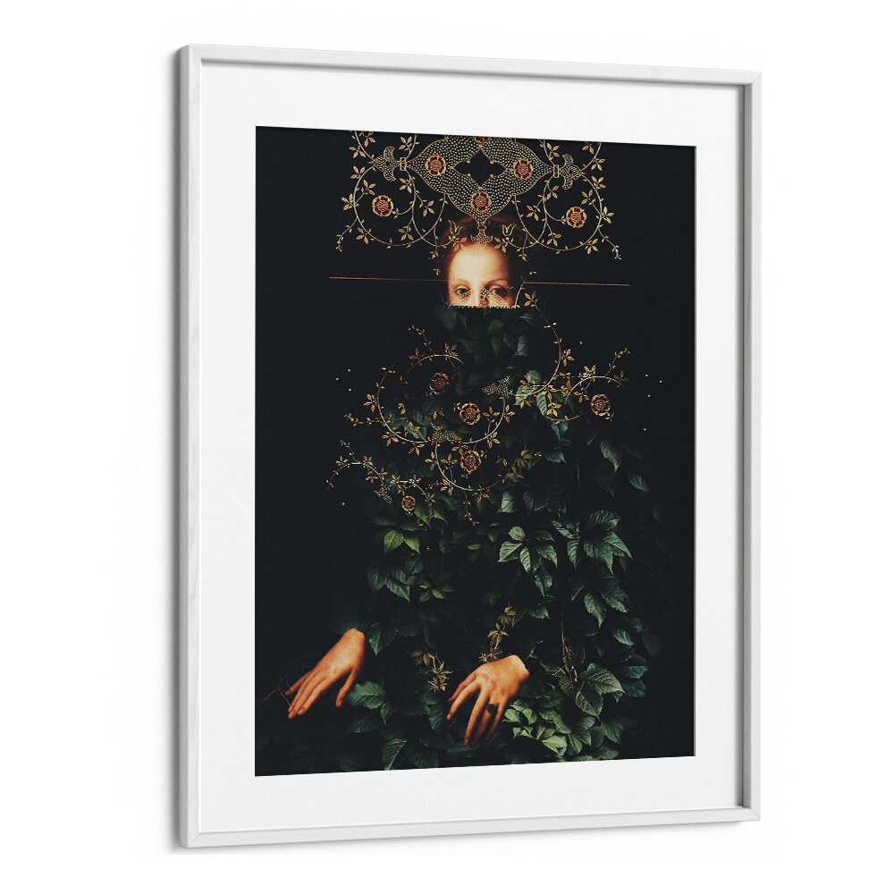 Captivating "PATIENCE II , SURREAL ART PRINTS" by Frank Moth, showcasing surrealism in a stylish white frame.
