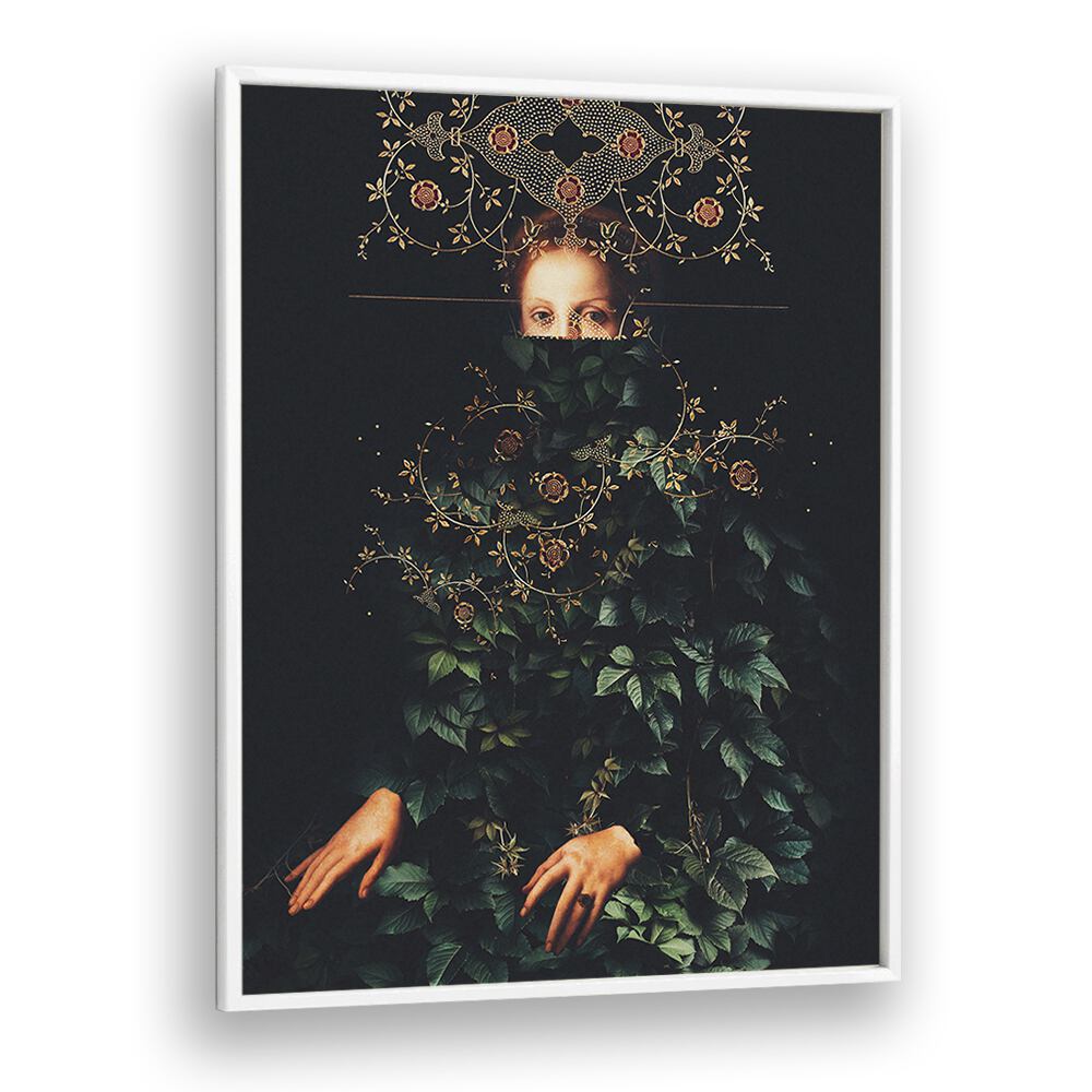 PATIENCE II, SURREAL ART PRINTS by Frank Moth showcases a captivating blend of surrealism and nature in a sleek frame.