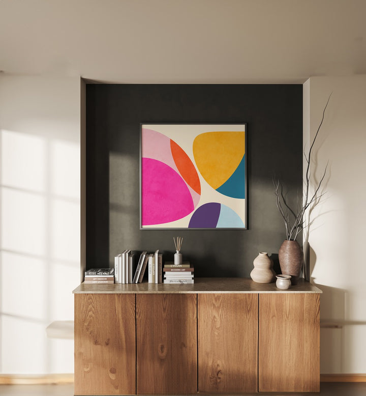 Vibrant PATTERN III MID BUNT III , ABSTRACT PAINTINGS by Ana Rut Bre adds unique charm to any modern space.