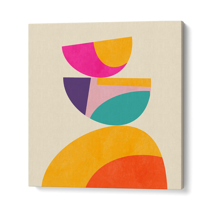 Vibrant shapes in PATTERN III MID BUNT IV, ABSTRACT PAINTINGS by Ana Rut Bre enhance any modern decor.