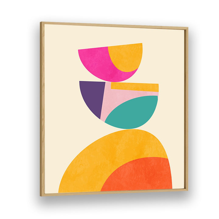 Colorful geometric shapes in PATTERN III MID BUNT IV, ABSTRACT PAINTINGS by Ana Rut Bre enhance modern decor.