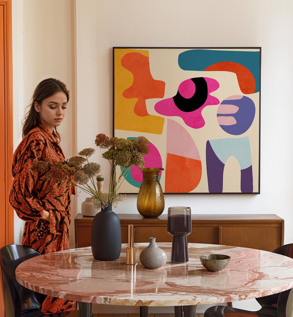 Brighten your space with PATTERN III MID BUNT IX, ABSTRACT PAINTINGS by Ana Rut Bre, showcasing vibrant abstract design.
