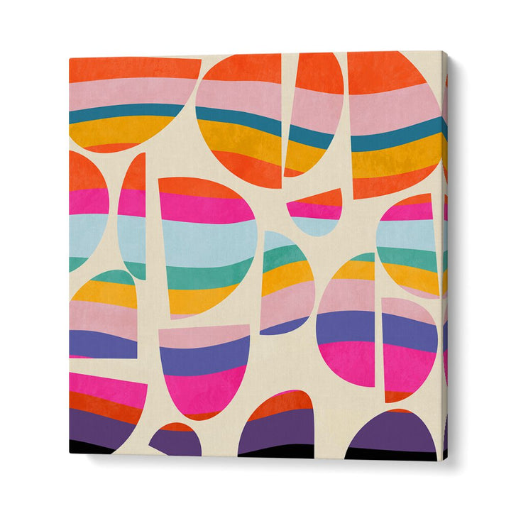 Colorful geometric design of PATTERN III MID BUNT V KOPIE, ABSTRACT PAINTINGS by Ana Rut Bre, perfect for any space.