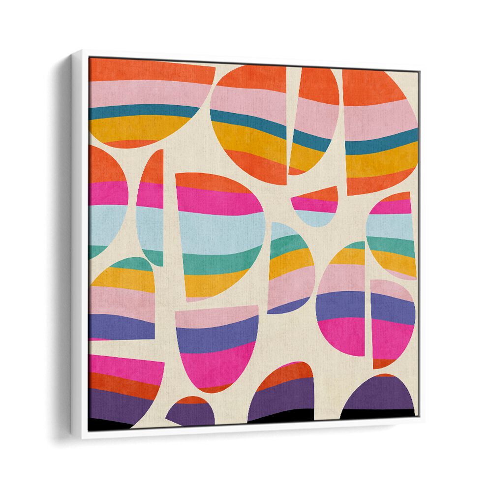 Colorful shapes in the PATTERN III MID BUNT V KOPIE, ABSTRACT PAINTINGS by Ana Rut Bre enhance any space beautifully.