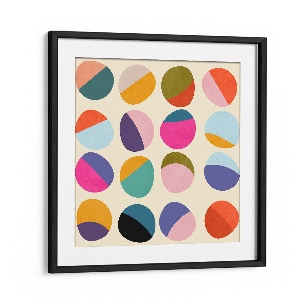 Colorful circles in the PATTERN III MID BUNT VI KOPIE , ABSTRACT PAINTINGS by Ana Rut Bre enhance contemporary spaces.
